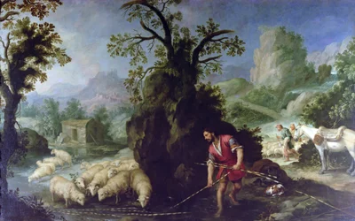 Jacob Setting the Peeled Rods before the Flocks of Laban